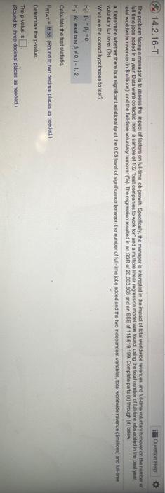 Solved 14.2.16-T Question Help The problem facing a manager | Chegg.com