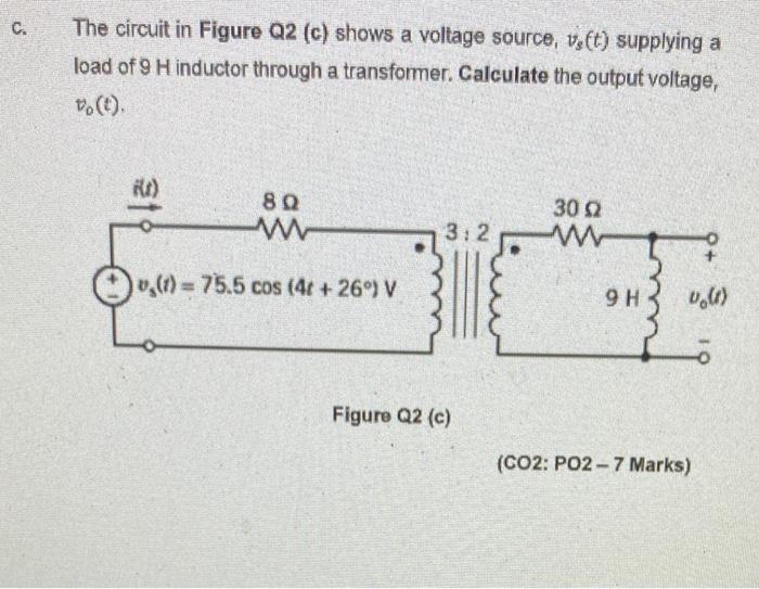 Solved c . The circuit in Figure Q2 (c) shows a voltage | Chegg.com