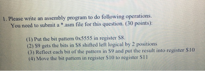 Solved 1. Please write an assembly program to do following | Chegg.com