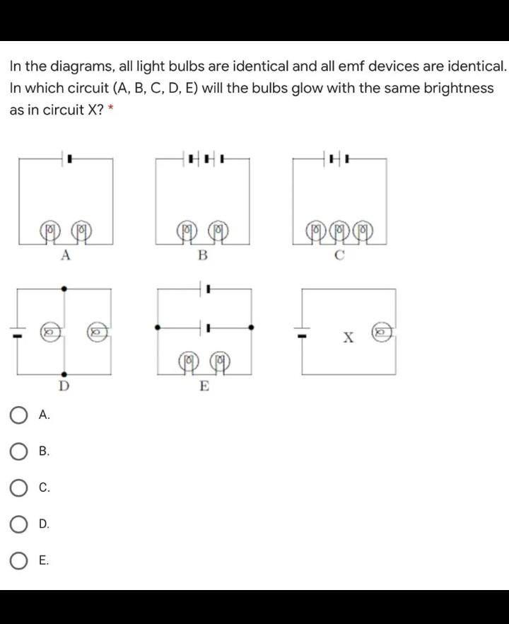 Solved In the diagrams, all light bulbs are identical and | Chegg.com