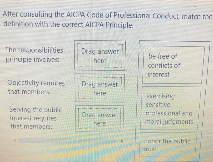 Solved After Consulting The AICPA Code Of Professional | Chegg.com