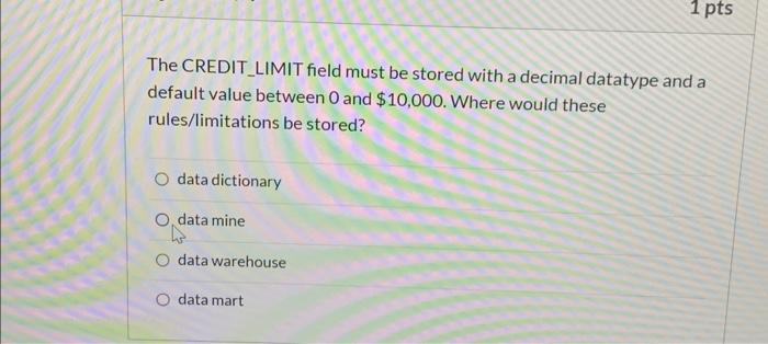 Solved The CREDIT_LIMIT field must be stored with a decimal | Chegg.com