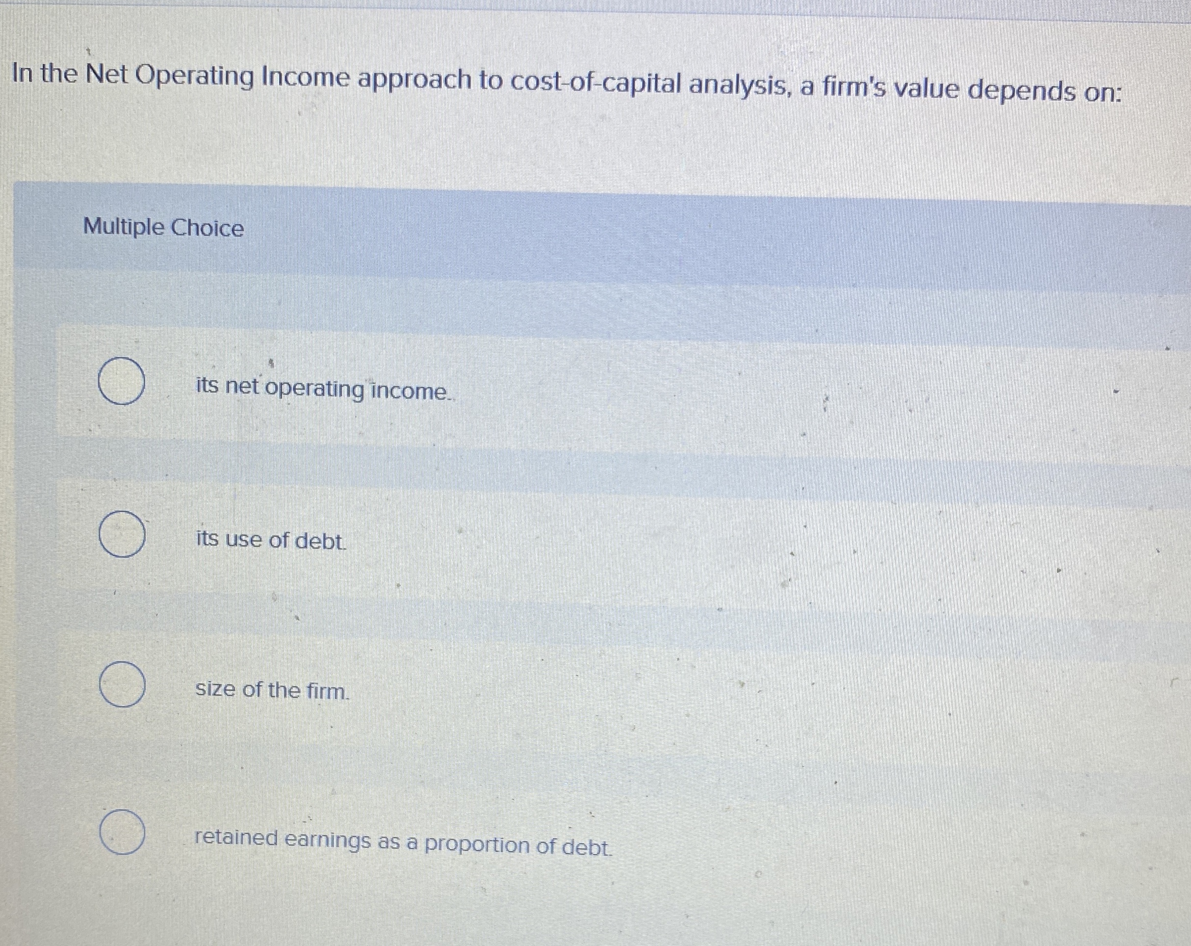 Solved In the Net Operating Income approach to | Chegg.com