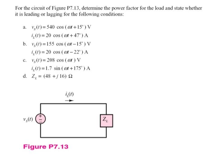 Solved For the circuit of Figure P7.13