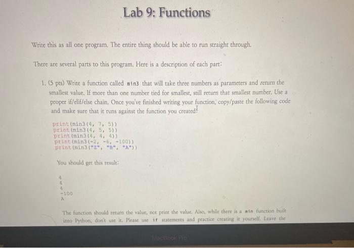 Solved Lab 9: Functions Write this as all one program. The | Chegg.com