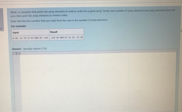 Solved Write a C program that prints the array elements in | Chegg.com