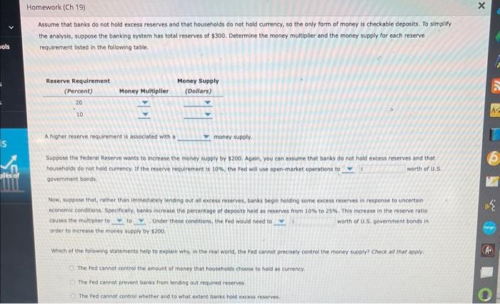 Solved Assume That Banks Do Not Hold Excess Reserves And | Chegg.com