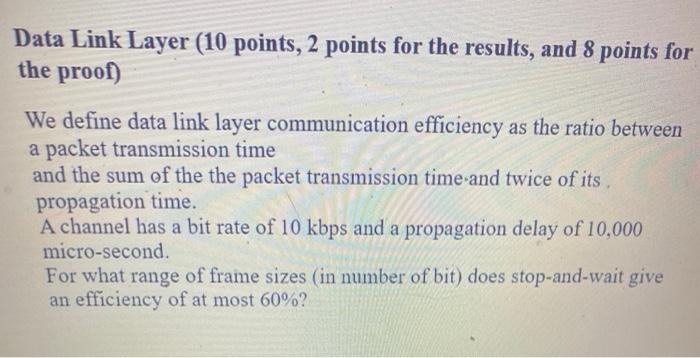 Solved Data Link Layer (10 points, 2 points for the results, | Chegg.com