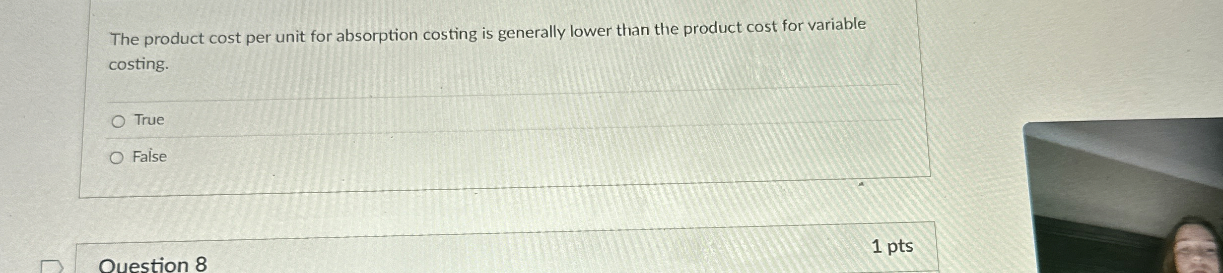 Solved The product cost per unit for absorption costing is