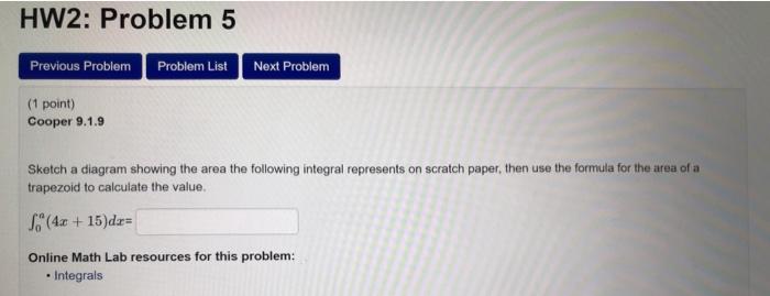 Solved HW2: Problem 5 Previous Problem Problem List Next | Chegg.com