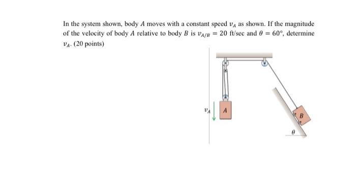 Solved In The System Shown, Body A Moves With A Constant | Chegg.com