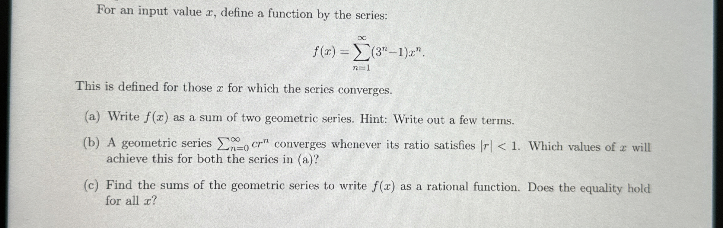 Solved For an input value x, ﻿define a function by the | Chegg.com
