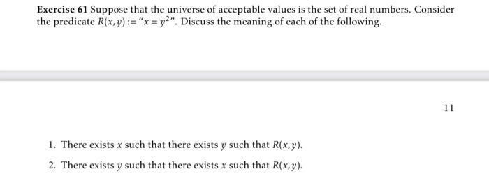 Solved Exercise 61 Suppose that the universe of acceptable | Chegg.com
