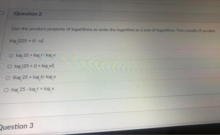 Solved Use the product property of logarithms to write the | Chegg.com