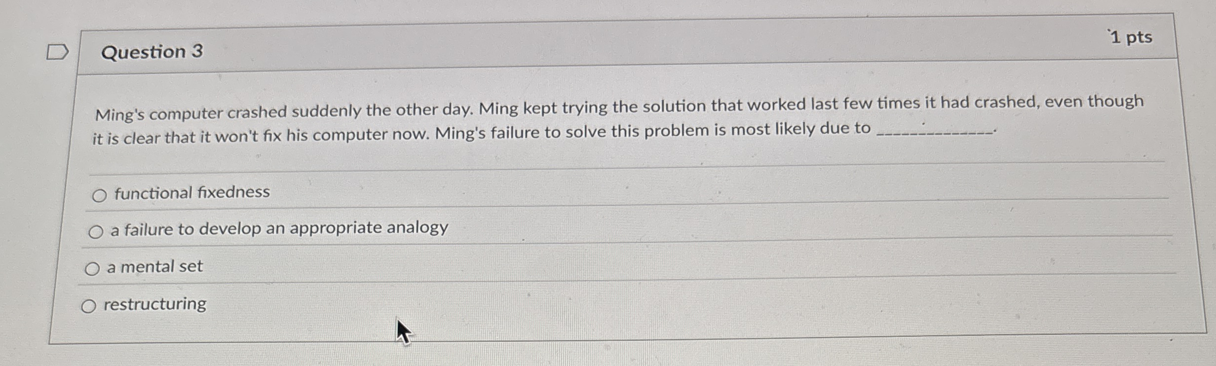 Solved Question 31 ﻿ptsMing's computer crashed suddenly the | Chegg.com
