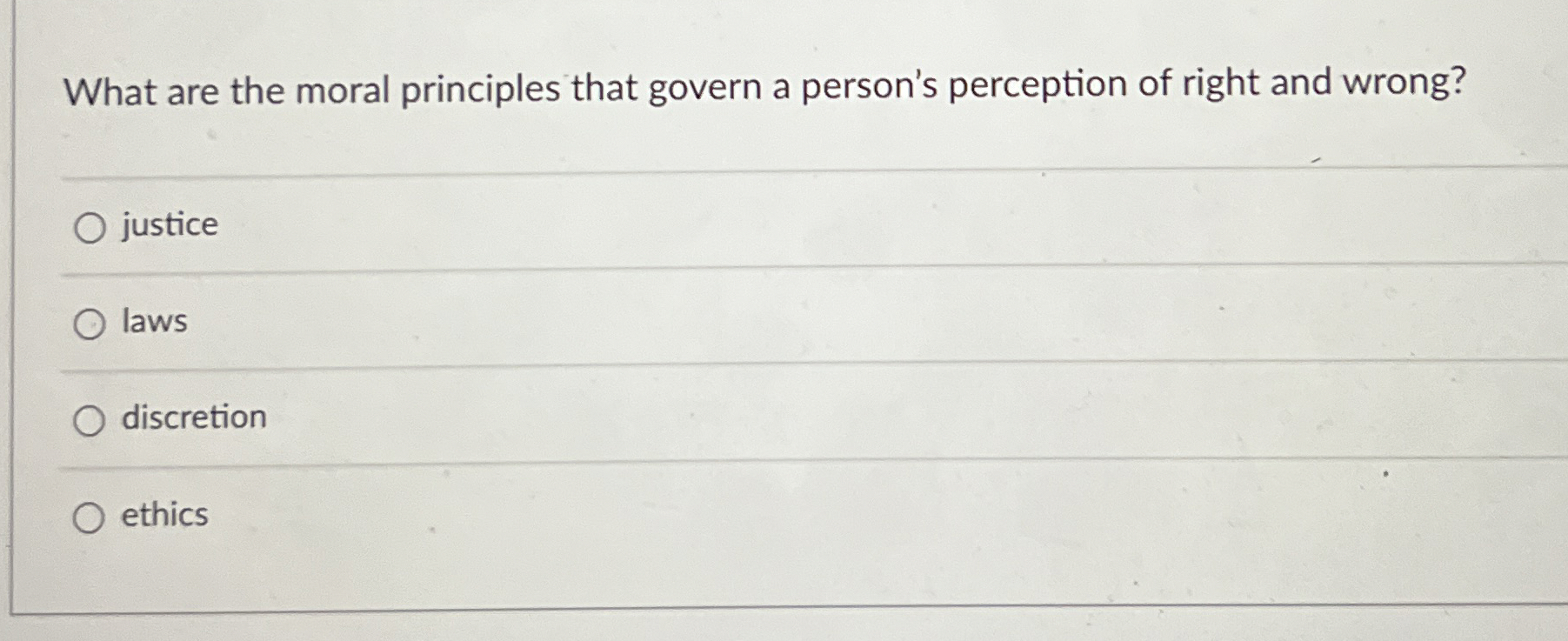 Solved What are the moral principles that govern a person's | Chegg.com