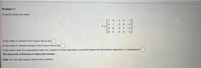 Solved Problem 7 3 Points Given The Matrix 10 30 01 50 5 3081