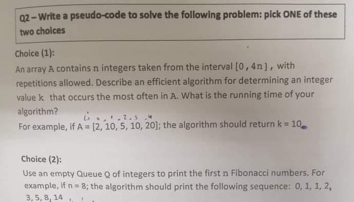 Solved 02 - Write a pseudo-code to solve the following | Chegg.com