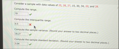 Solved Consider a sample with data values of | Chegg.com