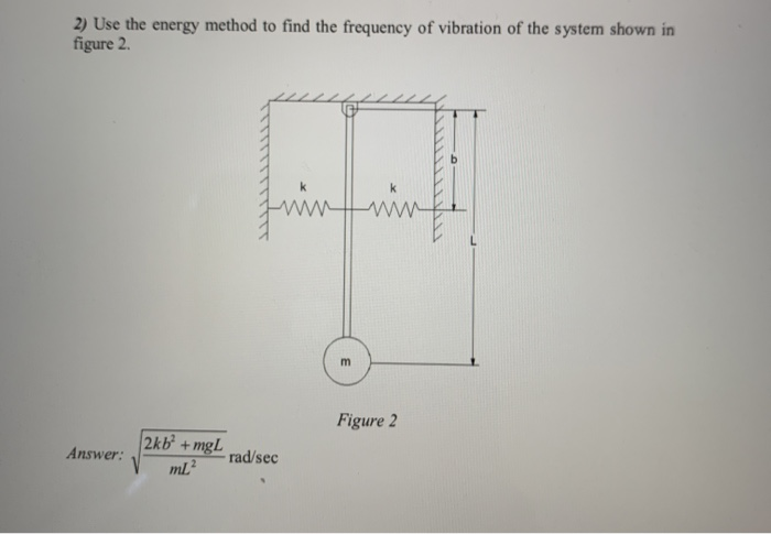 Solved 2) Use the energy method to find the frequency of | Chegg.com
