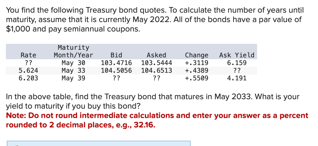 Solved You Find The Following Treasury Bond Quotes. To | Chegg.com