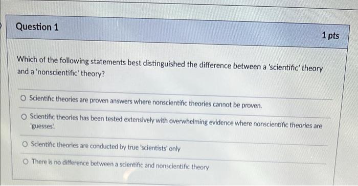 Solved D Question 1 1 pts Which of the following statements | Chegg.com
