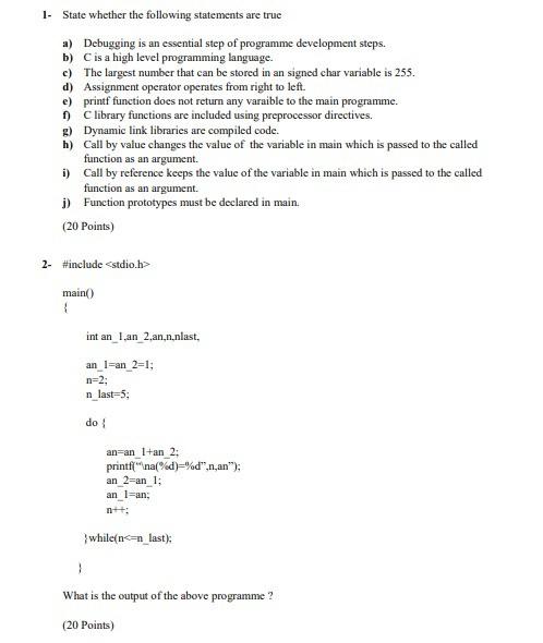 Solved 1. State whether the following statements are true a) | Chegg.com