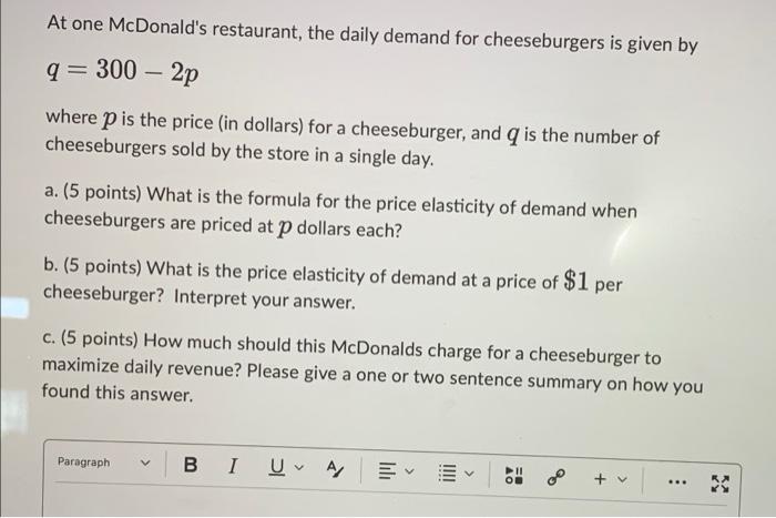 Solved = At One McDonald's Restaurant, The Daily Demand For | Chegg.com