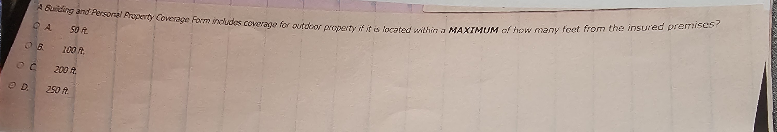 Solved A building and personal property Coverage form | Chegg.com