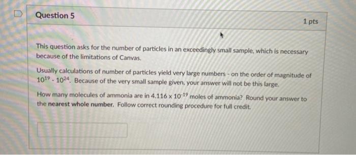 Solved D Question 5 1 pts This question asks for the number | Chegg.com