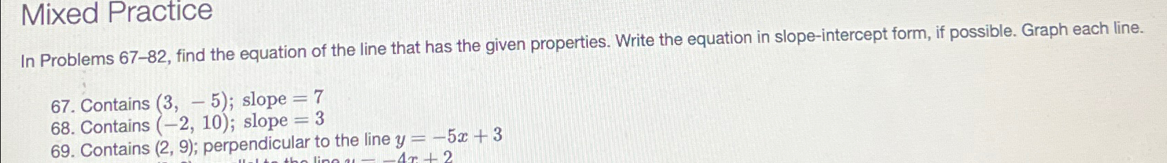 Solved Mixed PracticeIn Problems 67-82, ﻿find the equation | Chegg.com