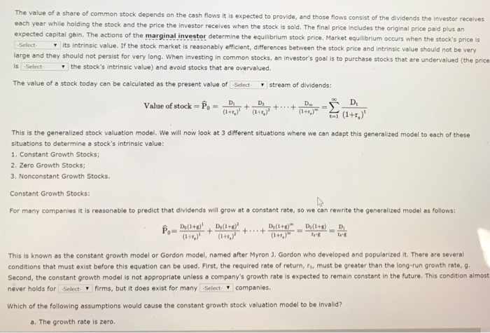 solved-the-value-of-a-share-of-common-stock-depends-on-the-chegg