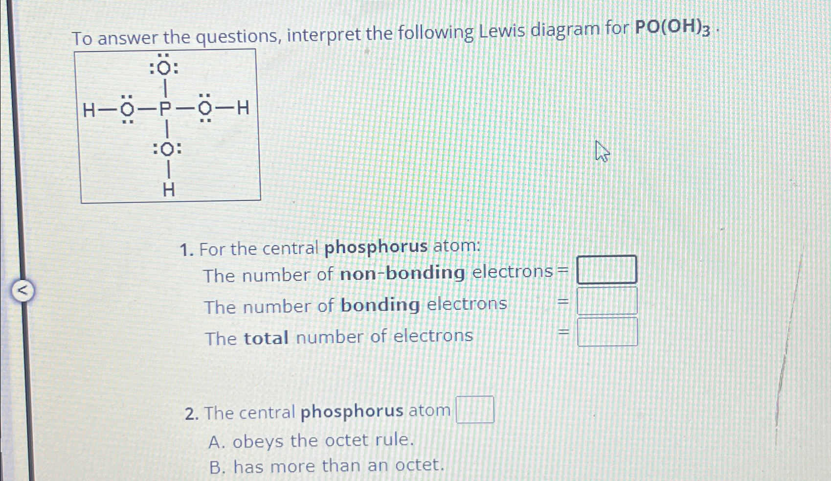 Solved To answer the questions, interpret the following | Chegg.com
