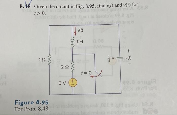 Solved 8.48 Given the circuit in Fig. 8.95, find i(t) and | Chegg.com