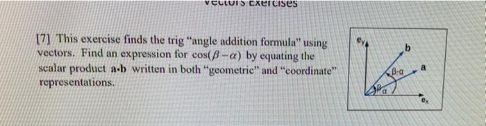 Solved vectors Exercises [7] This exercise finds the trig | Chegg.com
