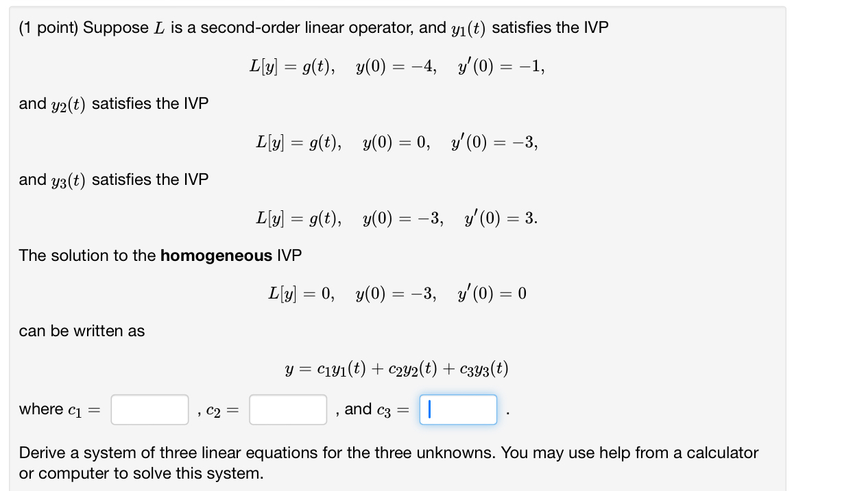 Solved (1 ﻿point) ﻿Suppose L ﻿is a second-order linear | Chegg.com