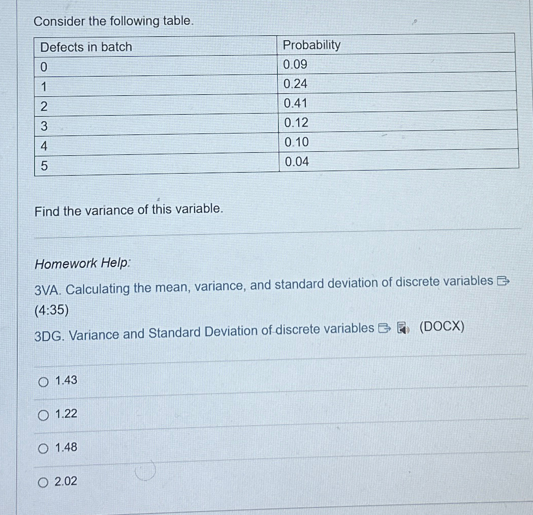 Solved Consider the following table.\table[[Defects in | Chegg.com