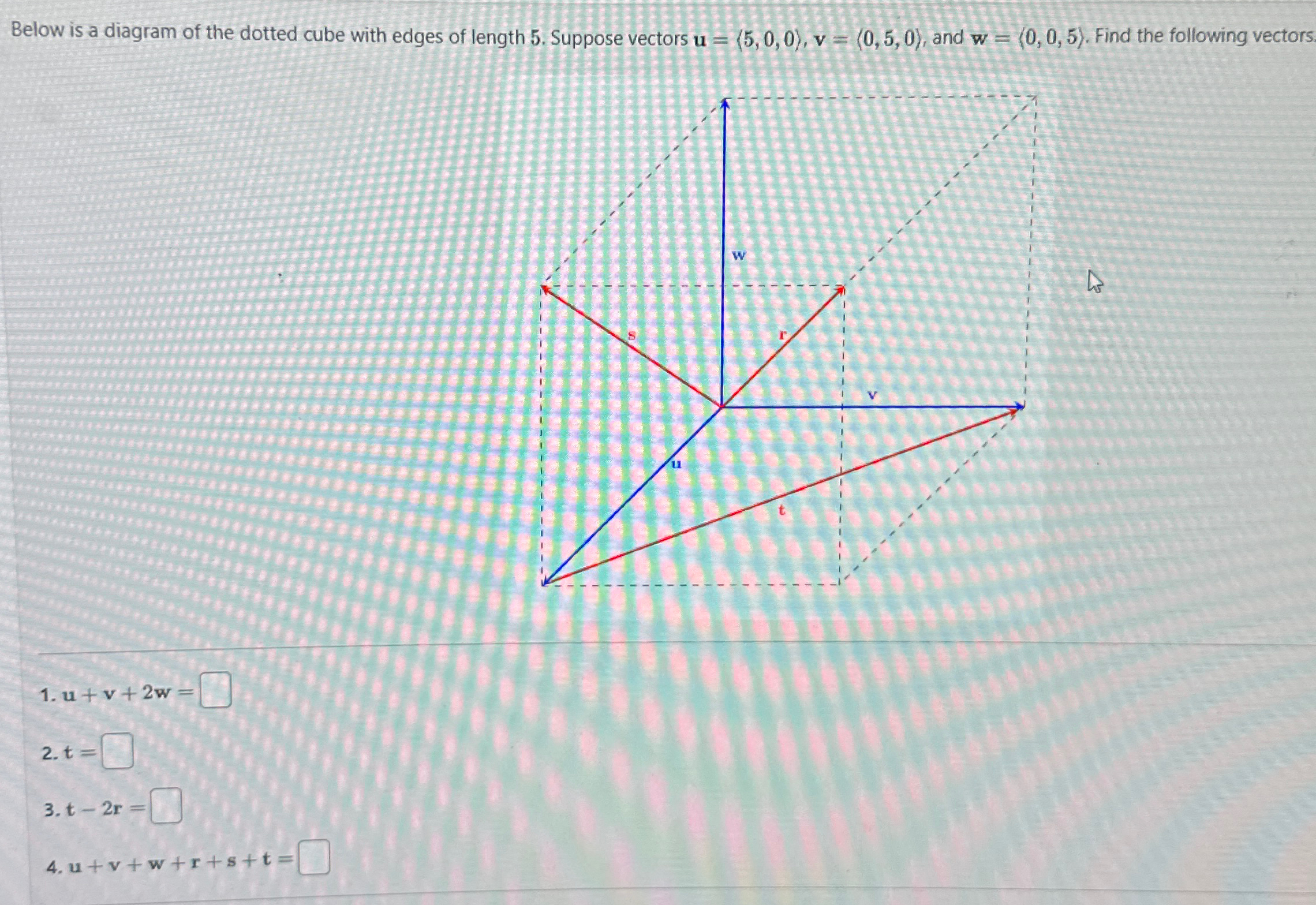 Solved Below is a diagram of the dotted cube with edges of | Chegg.com