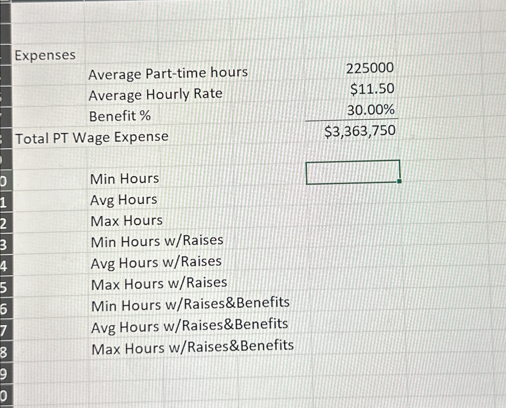 9 ﻿Create three scenarios based only on a variation | Chegg.com