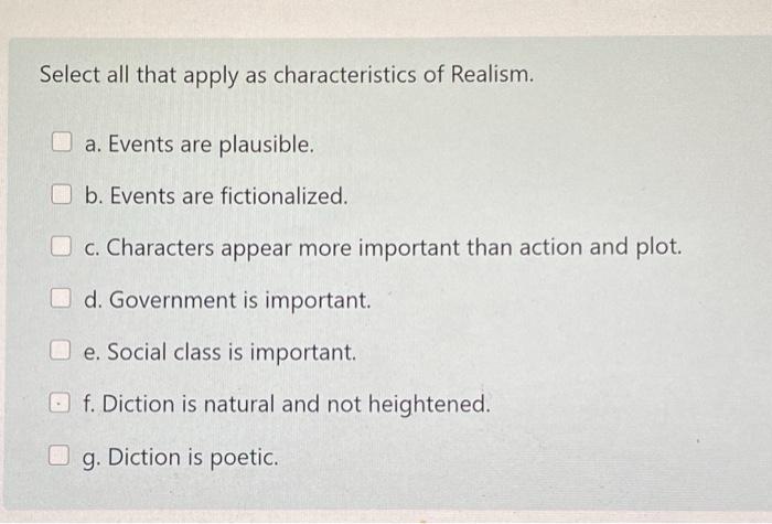 Main characteristic of realism