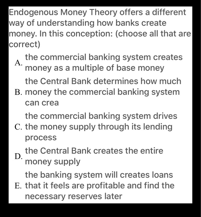 Solved Endogenous Money Theory Offers A Different Way Of