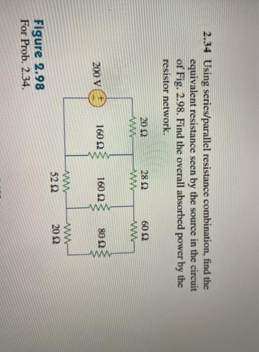 Solved 2.34 Using Series/parallel Resistance Combination, | Chegg.com