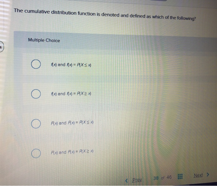 Solved The cumulative distribution function is denoted and | Chegg.com