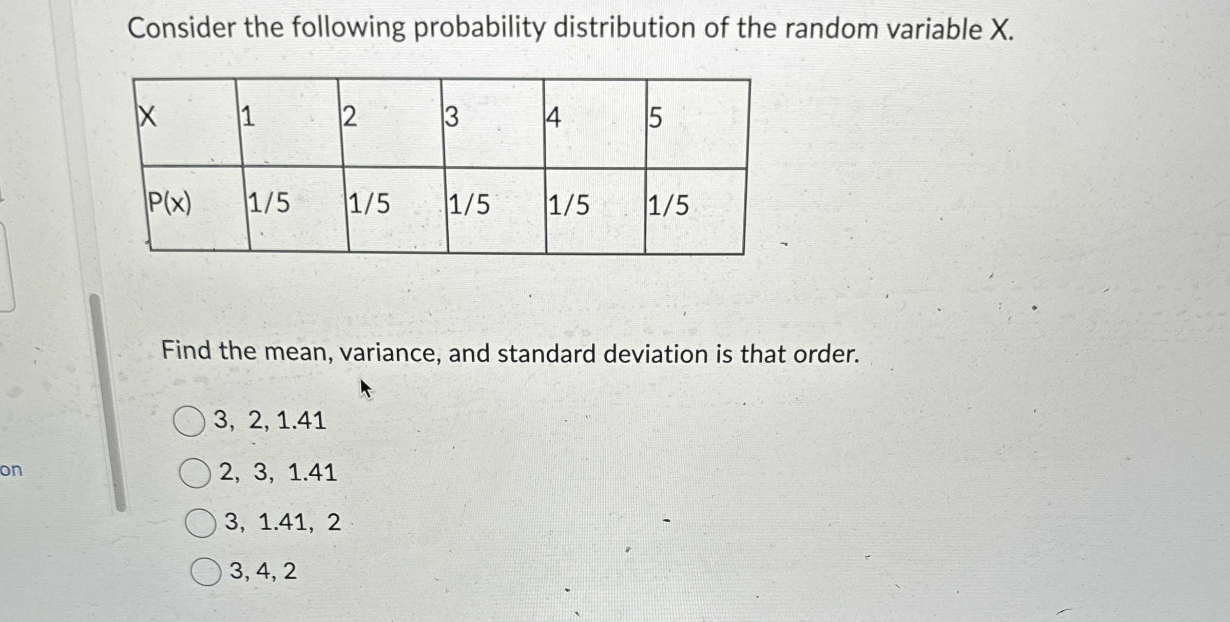 Solved Consider the following probability distribution of | Chegg.com