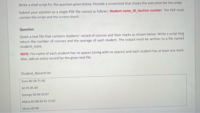 Solved Write a shell script for the question given below. | Chegg.com