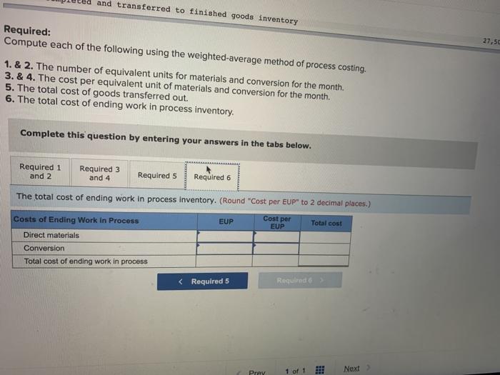 Solved He: 1-Test Company uses the weighted average method | Chegg.com