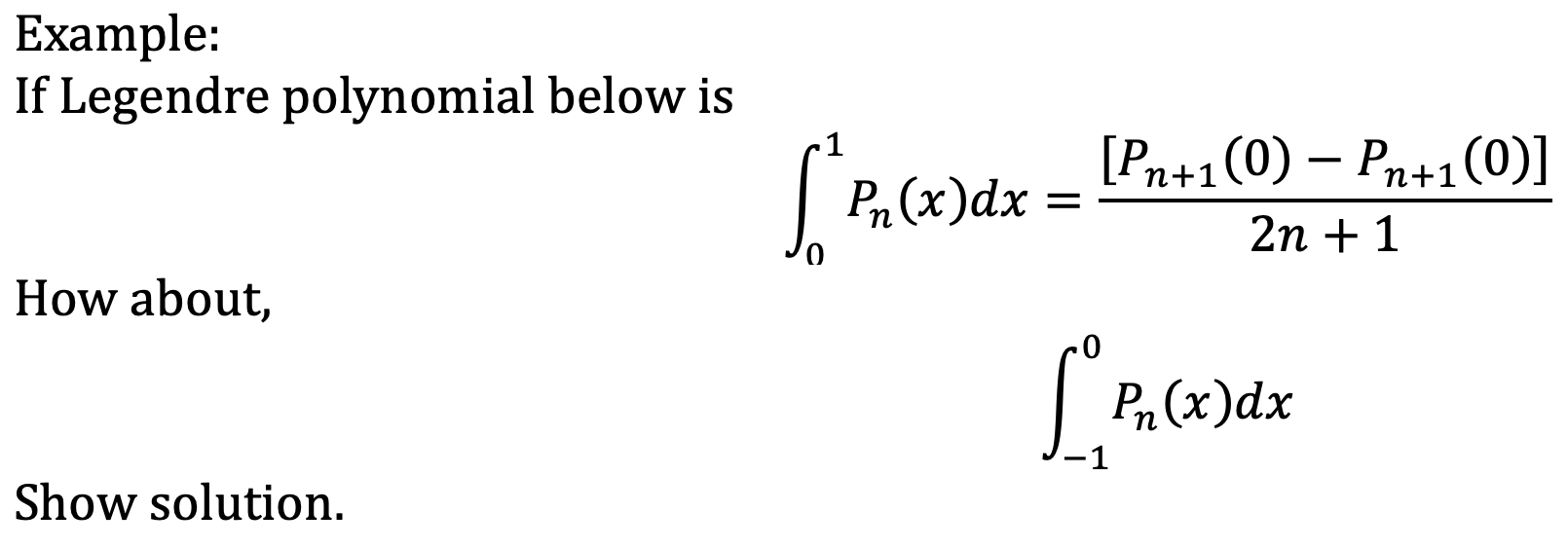 Solved Example:If Legendre polynomial below | Chegg.com