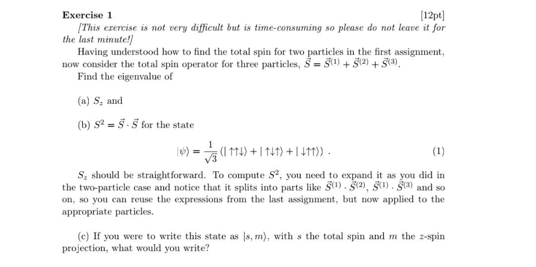 Solved Exercise 1 [12pt] [This exercise is not very | Chegg.com