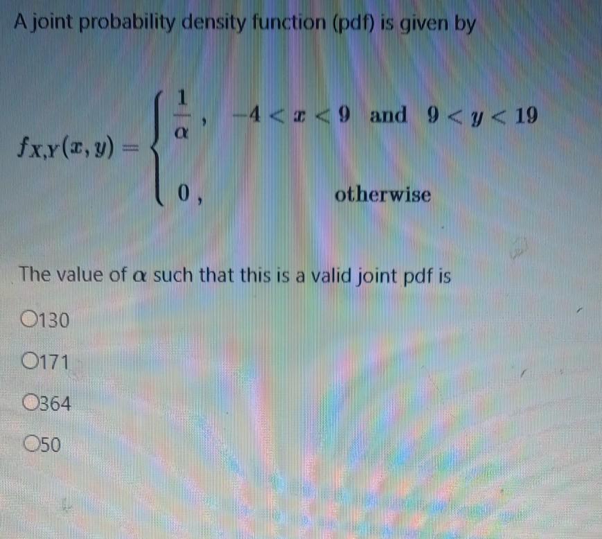 Solved A joint probability density function (pdf) is given | Chegg.com