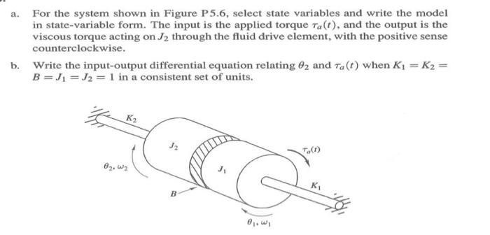 Solved a. For the system shown in Figure P5.6, select state | Chegg.com